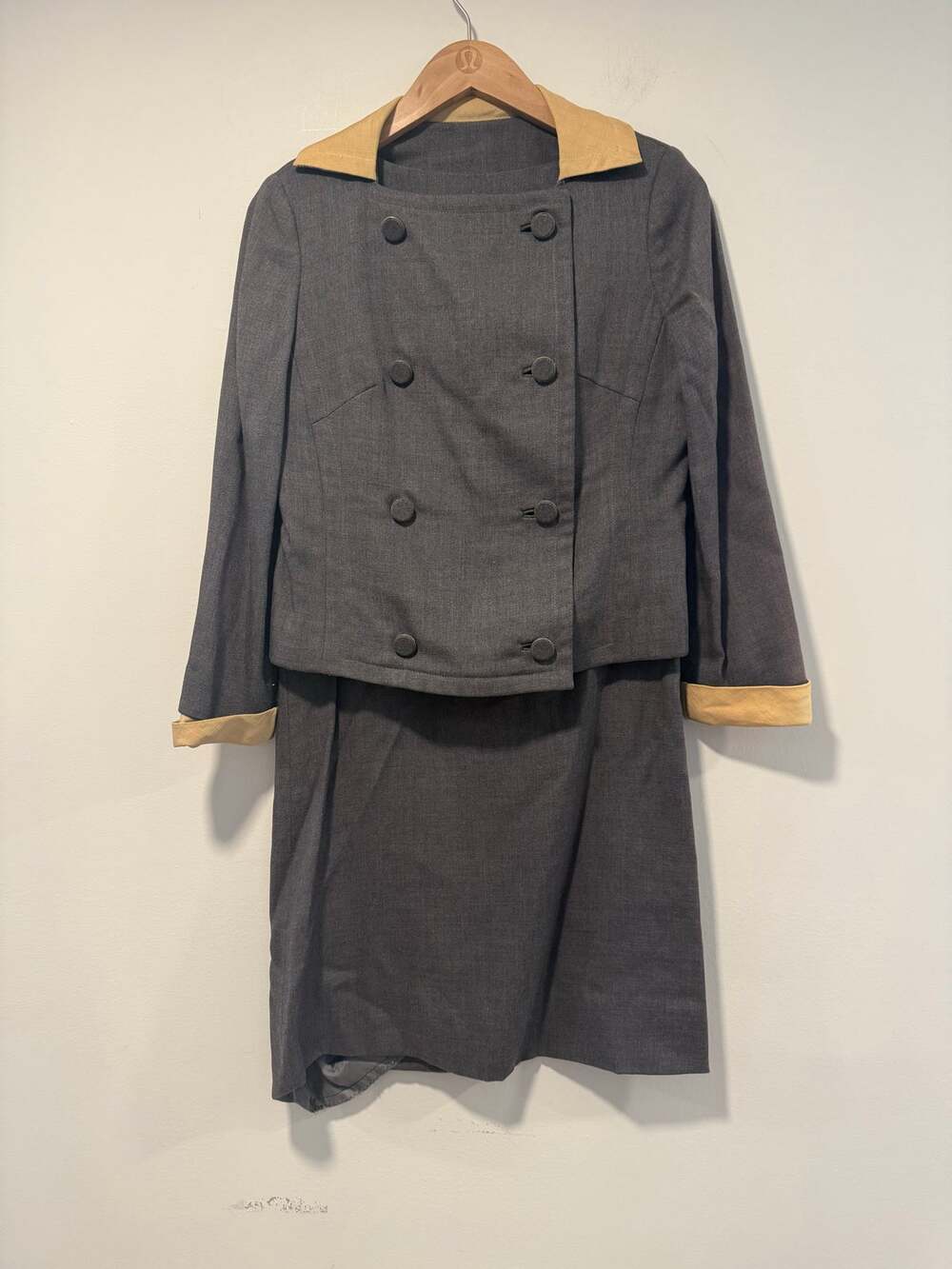 Vintage Debshire Dress & Matching Double Breasted Jacket Gray Size Medium JL